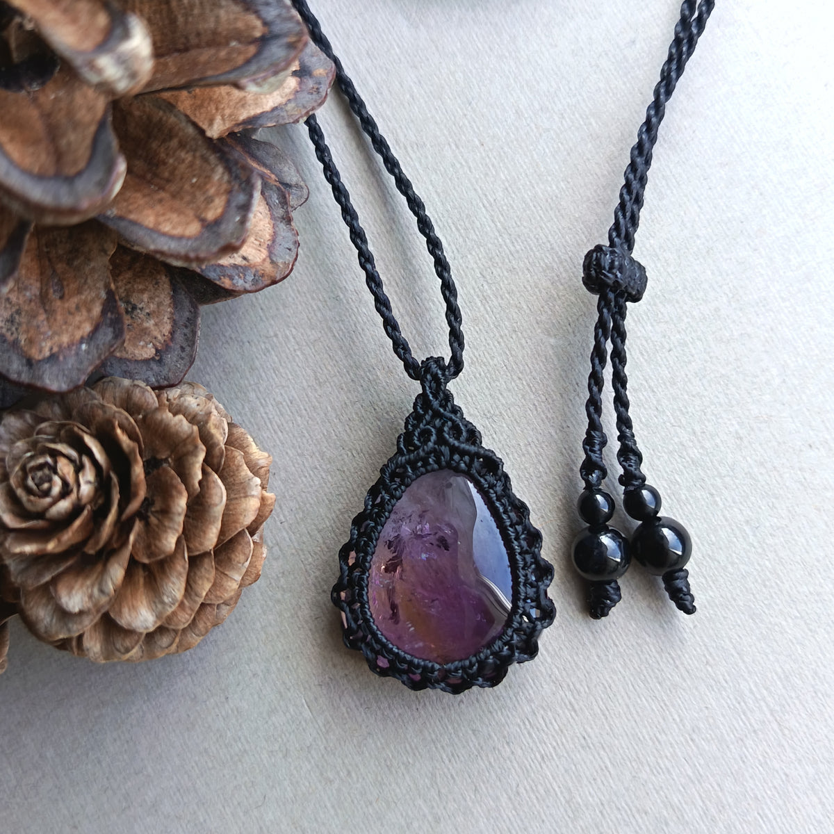 Ametrine Macrame Necklace | Pendant size 3.5 cm