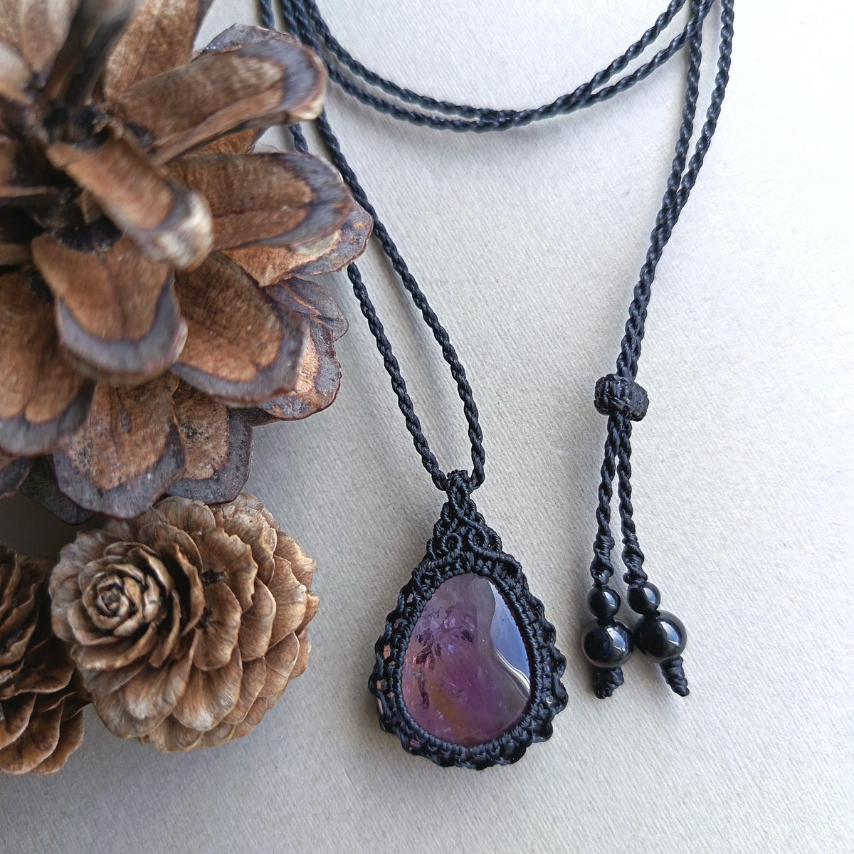 Ametrine Macrame Necklace | Pendant size 3.5 cm