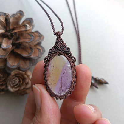 Ametrine Macrame Necklace | Pendant size 4.5 cm