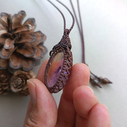 Ametrine Macrame Necklace | Pendant size 4.5 cm