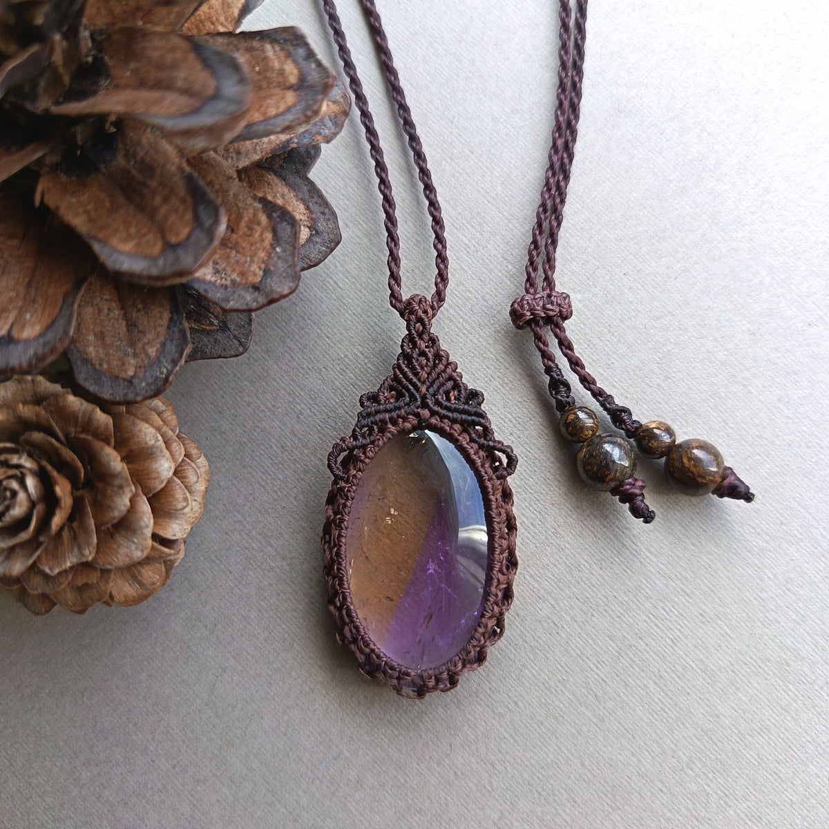 Ametrine Macrame Necklace | Pendant size 4.5 cm