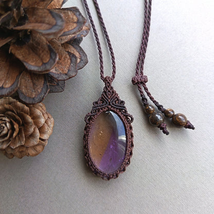 Ametrine Macrame Necklace | Pendant size 4.5 cm