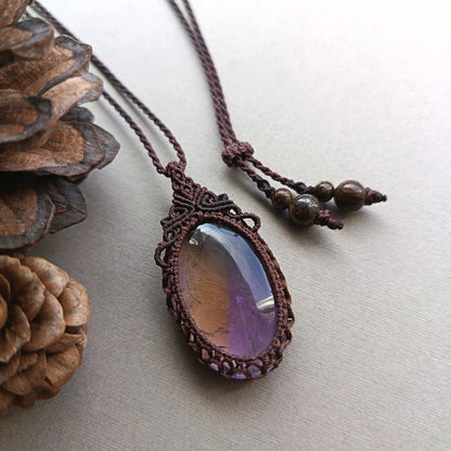 Ametrine Macrame Necklace | Pendant size 4.5 cm