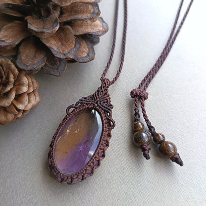 Ametrine Macrame Necklace | Pendant size 4.5 cm