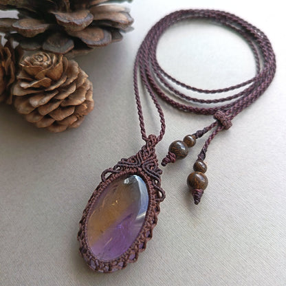 Ametrine Macrame Necklace | Pendant size 4.5 cm
