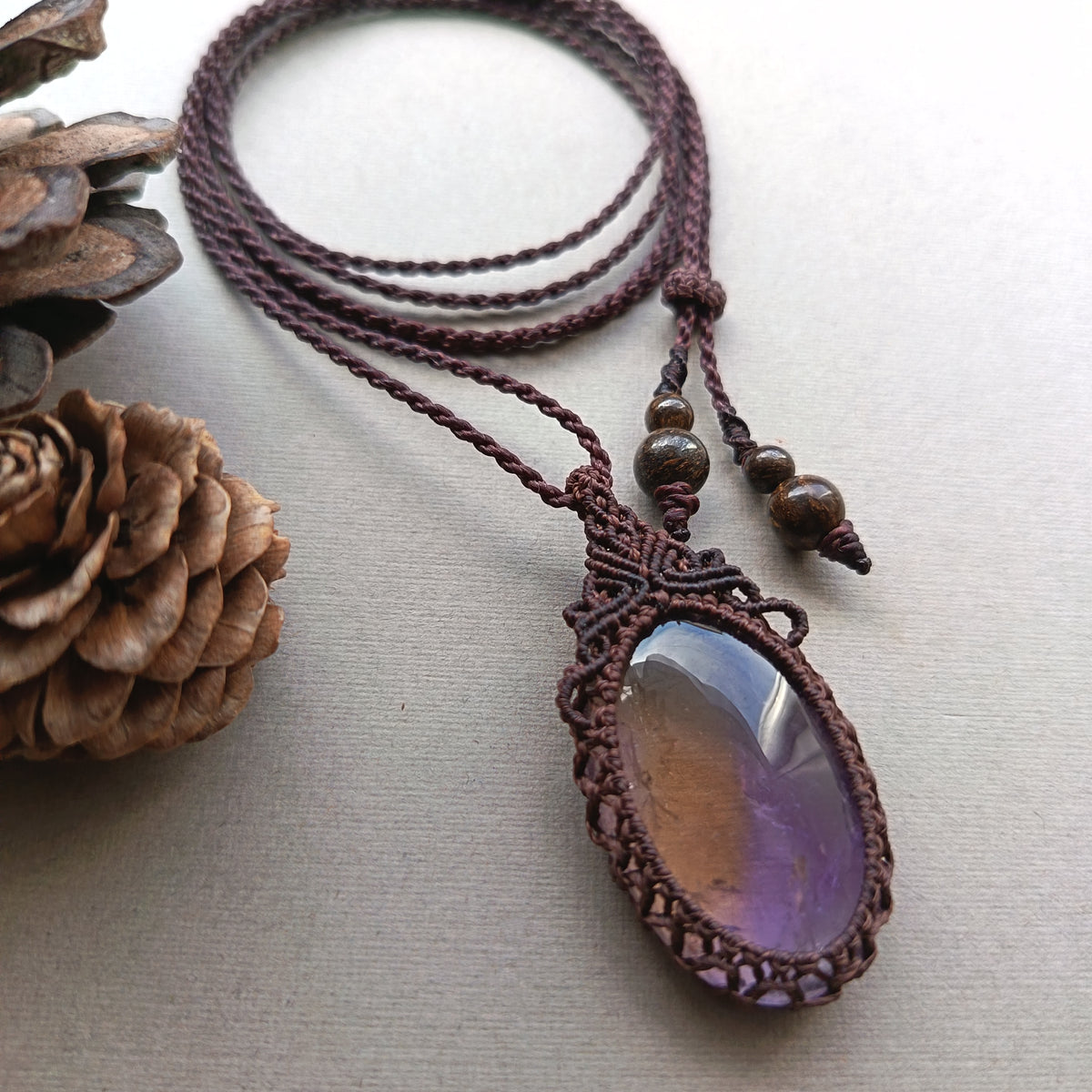 Ametrine Macrame Necklace | Pendant size 4.5 cm