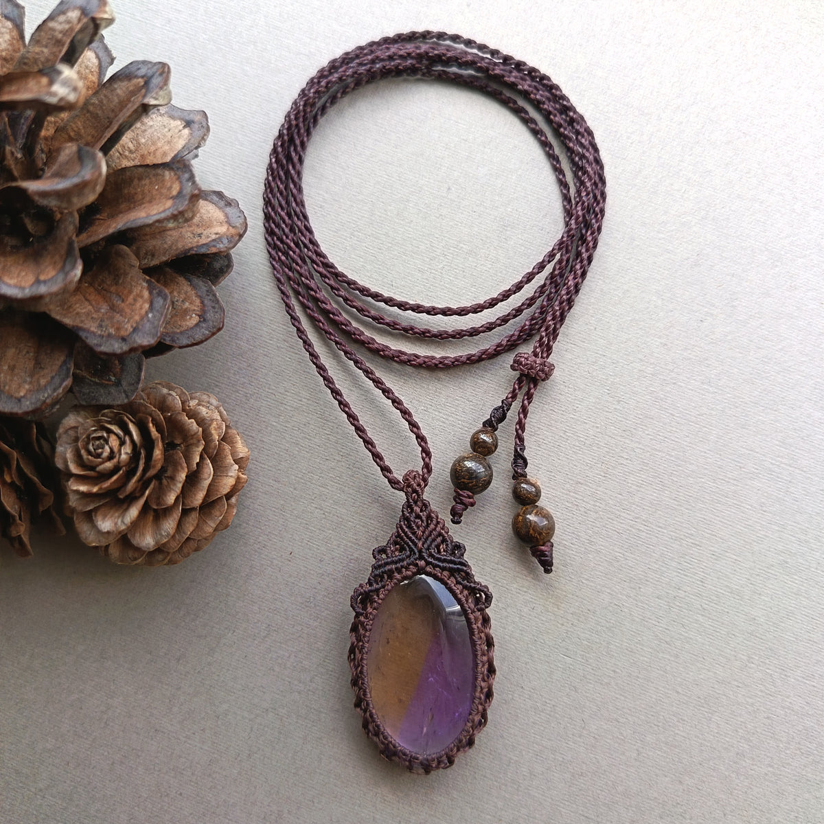 Ametrine Macrame Necklace | Pendant size 4.5 cm
