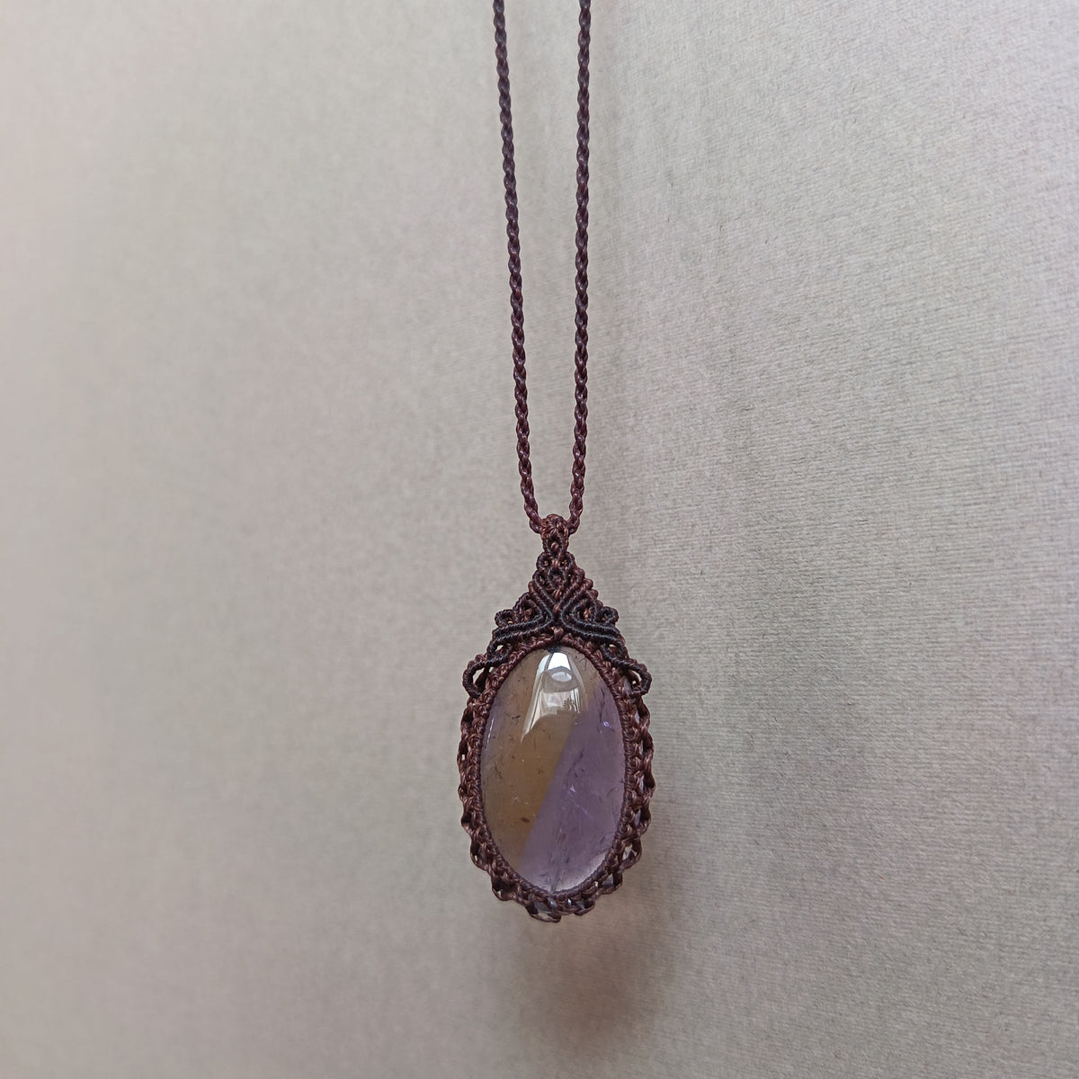 Ametrine Macrame Necklace | Pendant size 4.5 cm