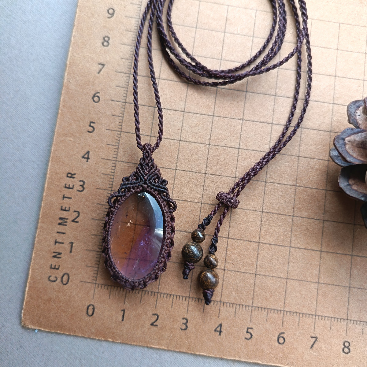 Ametrine Macrame Necklace | Pendant size 4.5 cm