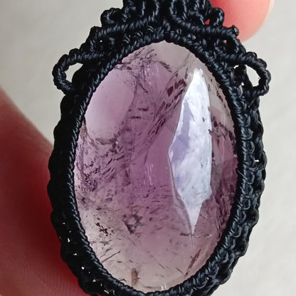 Amethyst Macrame Necklace | Pendant size 4 cm