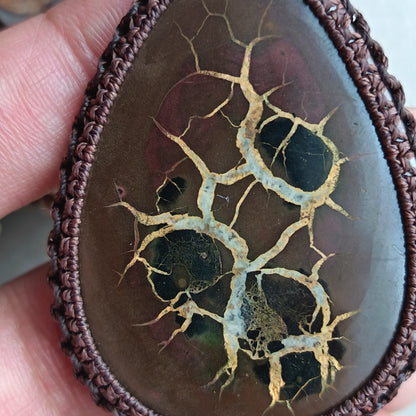 Septarian Macrame Necklace | Pendant size 6.7 cm
