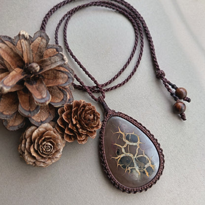 Septarian Macrame Necklace | Pendant size 6.7 cm
