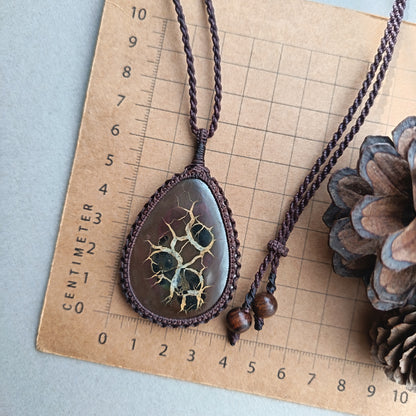 Septarian Macrame Necklace | Pendant size 6.7 cm