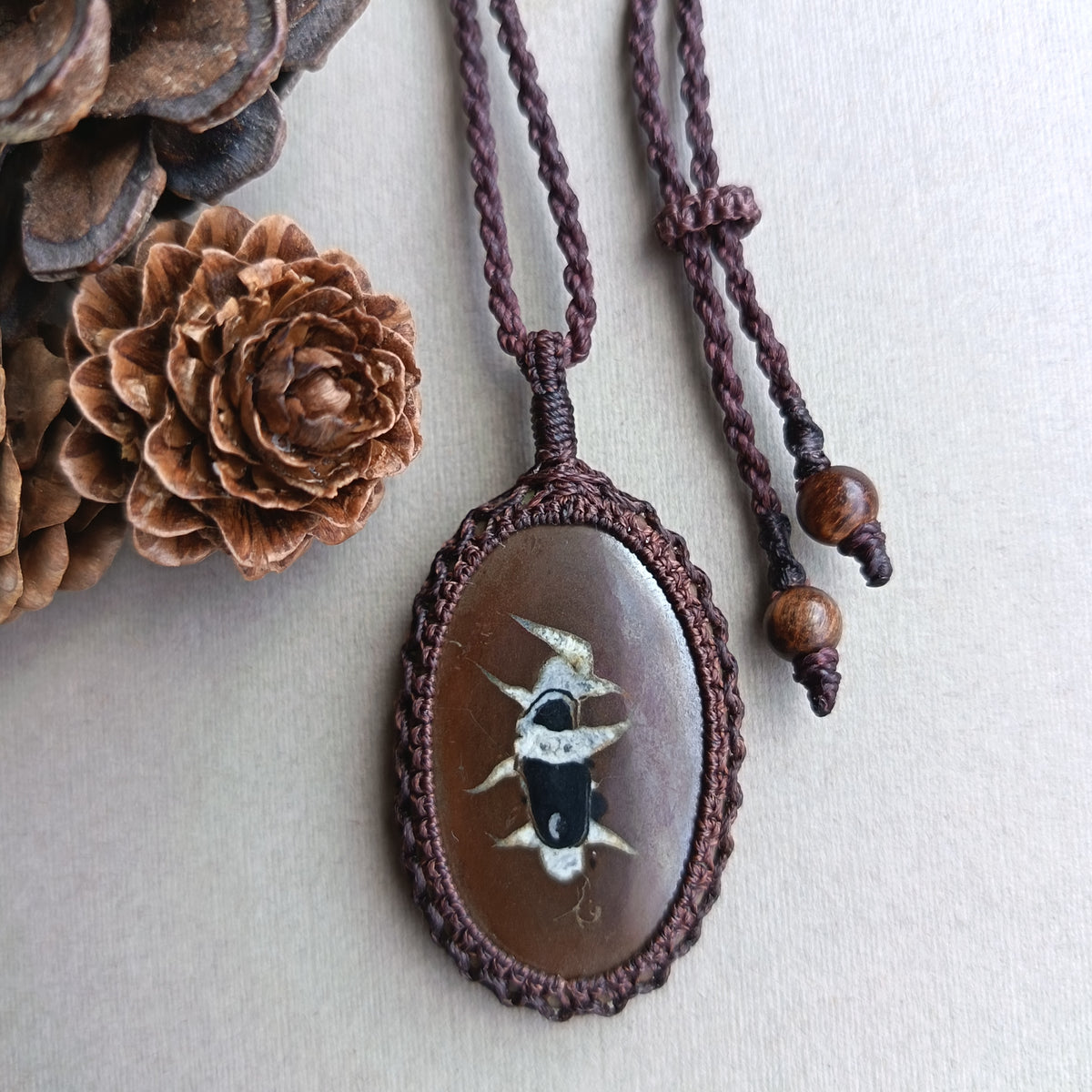 Septarian Macrame Necklace | Pendant size 5.5 cm