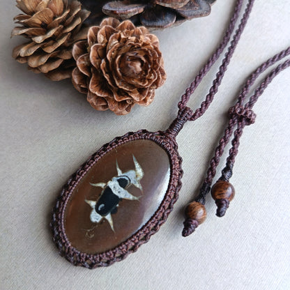 Septarian Macrame Necklace | Pendant size 5.5 cm