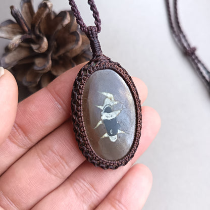 Septarian Macrame Necklace | Pendant size 5.5 cm