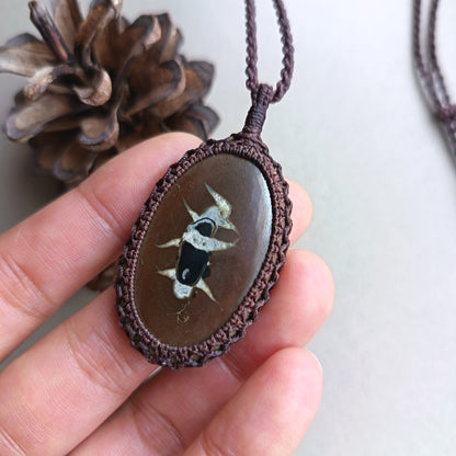 Septarian Macrame Necklace | Pendant size 5.5 cm