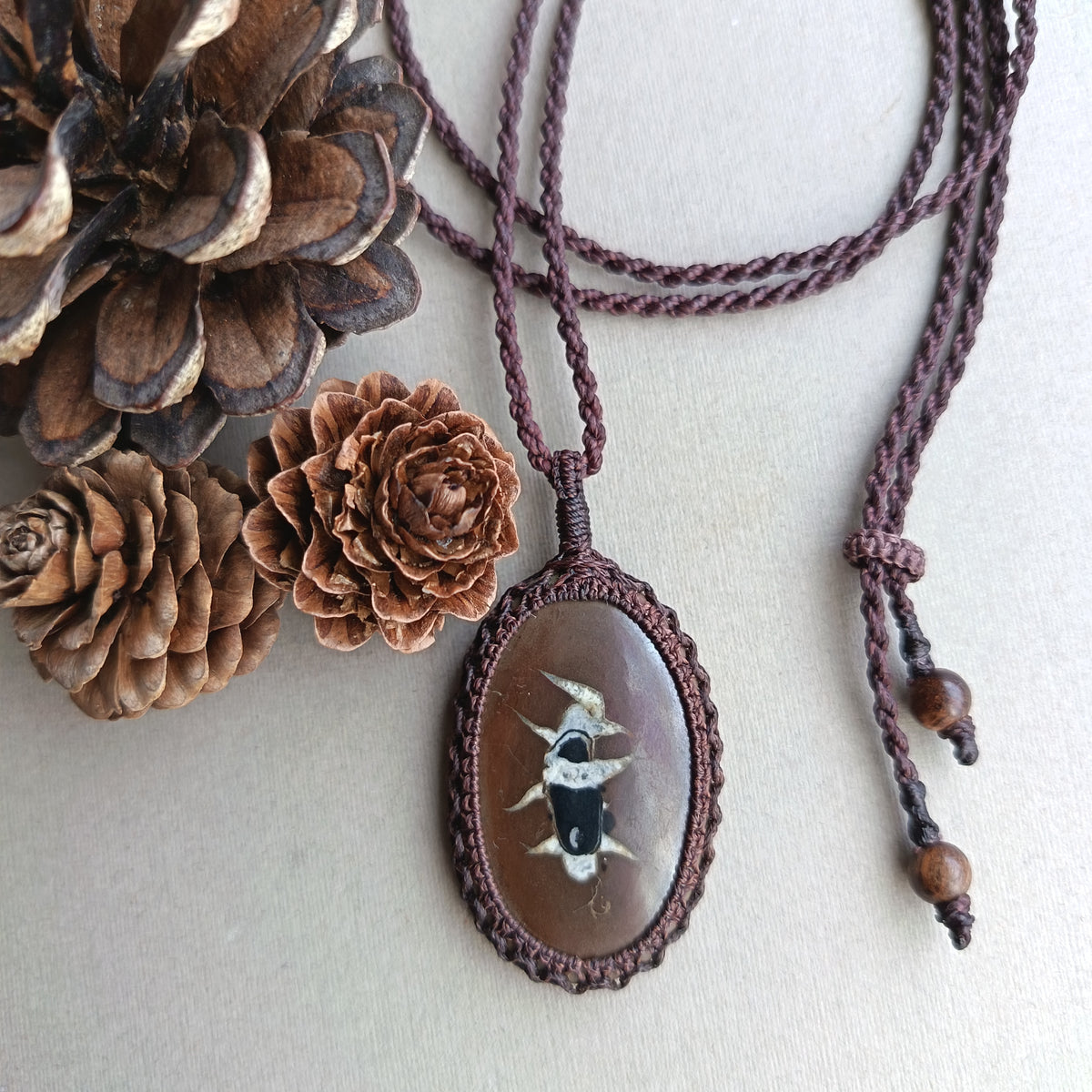 Septarian Macrame Necklace | Pendant size 5.5 cm