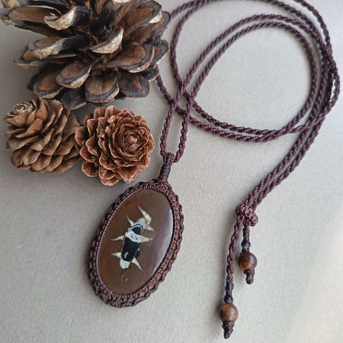 Septarian Macrame Necklace | Pendant size 5.5 cm