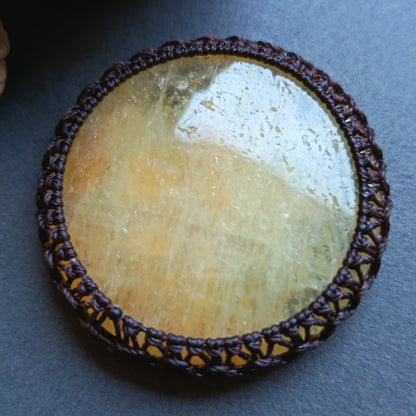 Macrame wrapped stone - Yellow Beryl (Heliodor) | The Sun