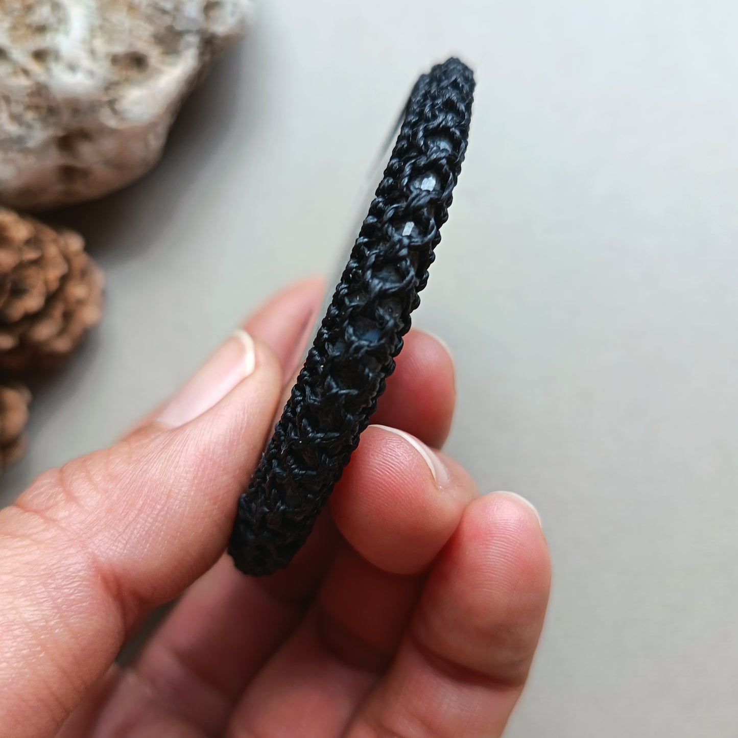 Macrame wrapped stone - Agate | The Eye - Finished size 6.8cm