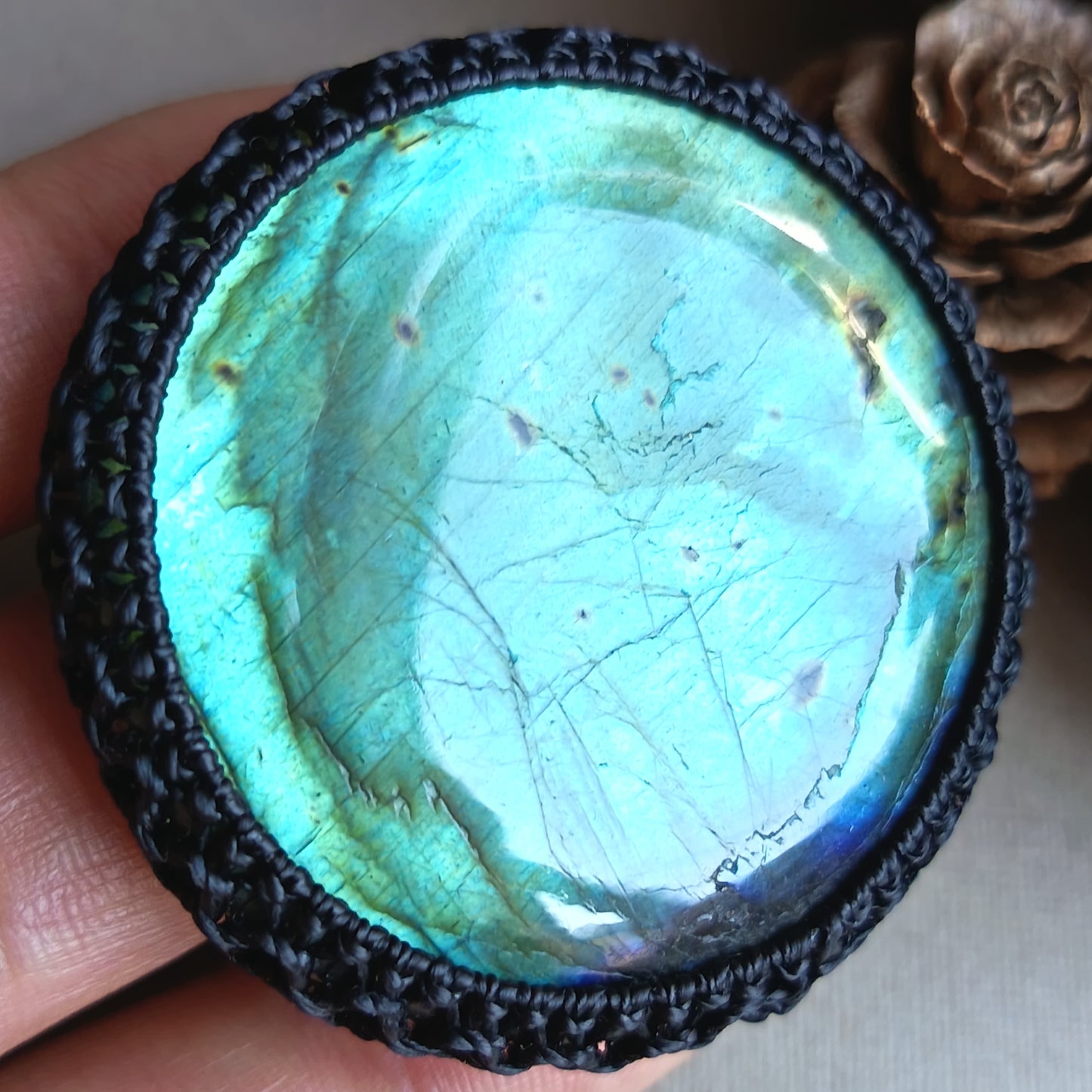 Macrame wrapped stone - Labradorite | Dusk till Dawn